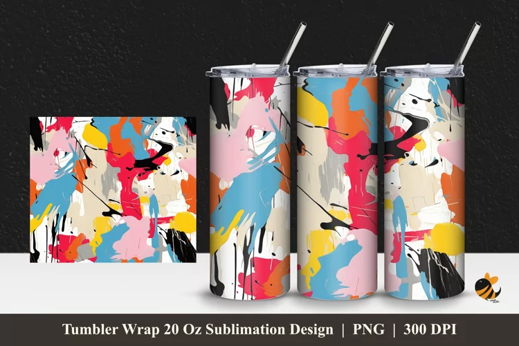 Painting Textile Tumbler Wrap Sublimation Design 1