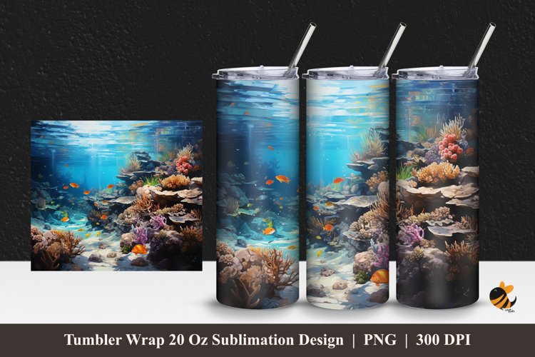 Sea Aquarium Tumbler Wrap Sublimation Design 1