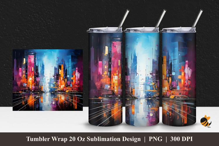 Abstract City Design Tumbler Wrap Sublimation Design 1 example image 1