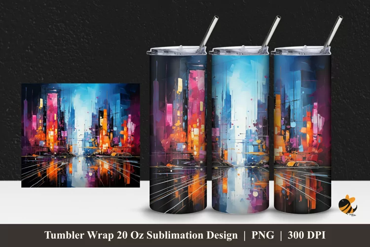 Abstract City Design Tumbler Wrap Sublimation Design 1
