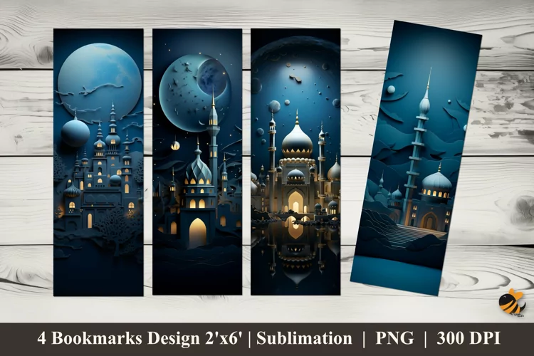 Mosque Illustration Bookmarks Sublimation Design
