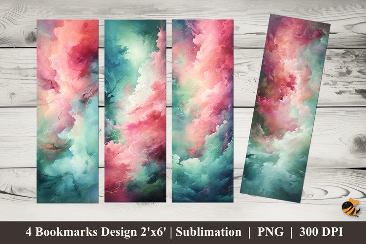 Watercolor Clouds Bookmarks Sublimation Design example image 1