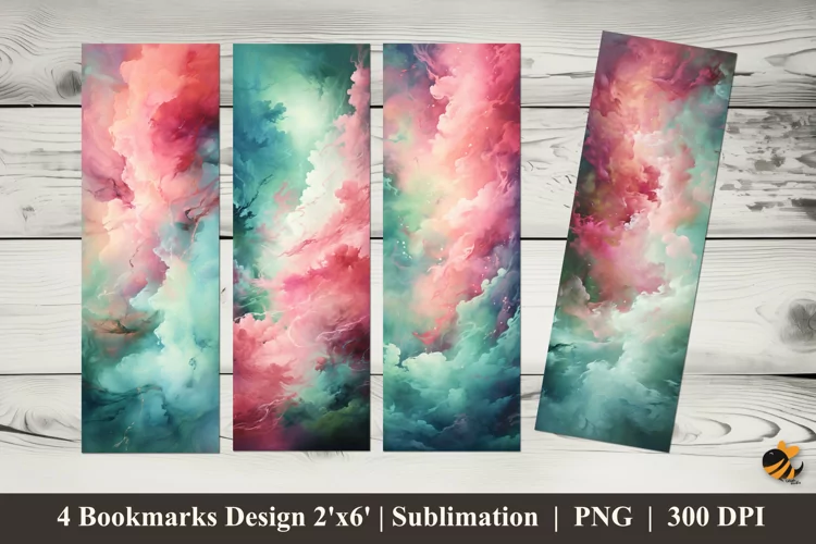 Watercolor Clouds Bookmarks Sublimation Design