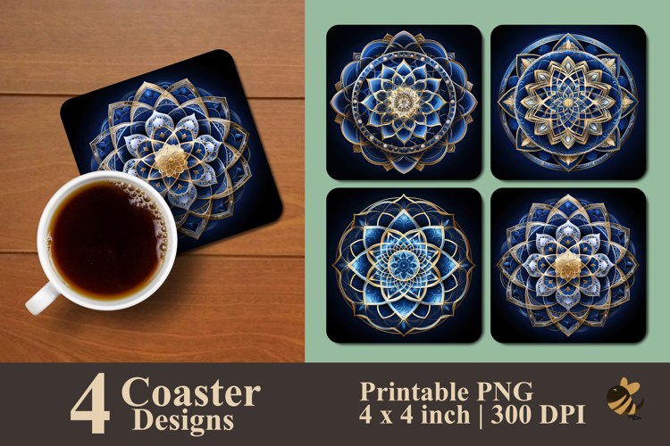 Geometric Mandala Coaster Sublimation Design