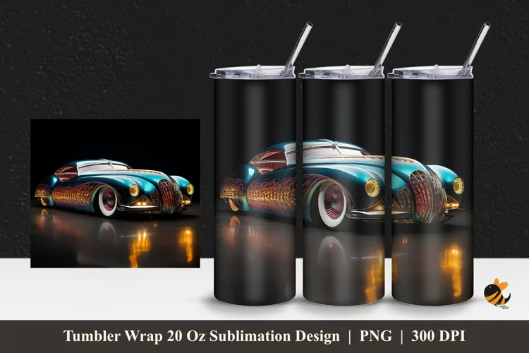 Car Imagination Tumbler Wrap Sublimation Design 1