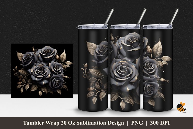 Dark Rose Tumbler Wrap Sublimation Design 1