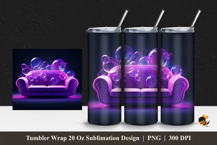 Bubble Sofa Tumbler Wrap Sublimation Design 1