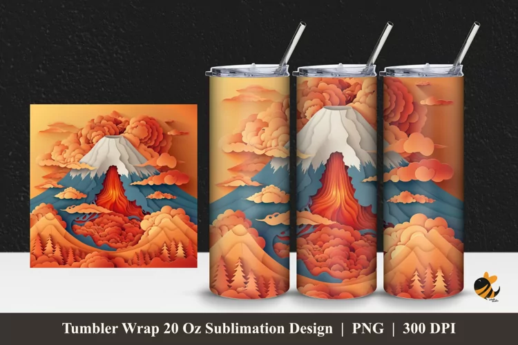 Mountain Explotion Tumbler Wrap Sublimation Design 1