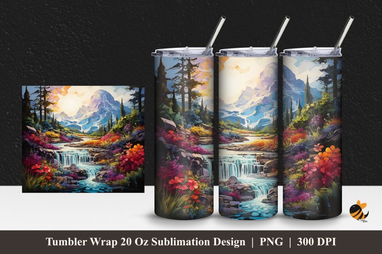 Mountain Park Tumbler Wrap Sublimation Design 1 example image 1