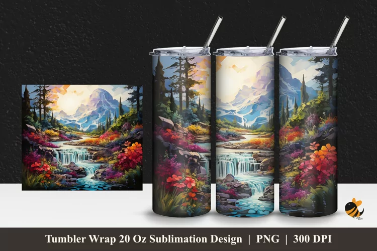 Mountain Park Tumbler Wrap Sublimation Design 1