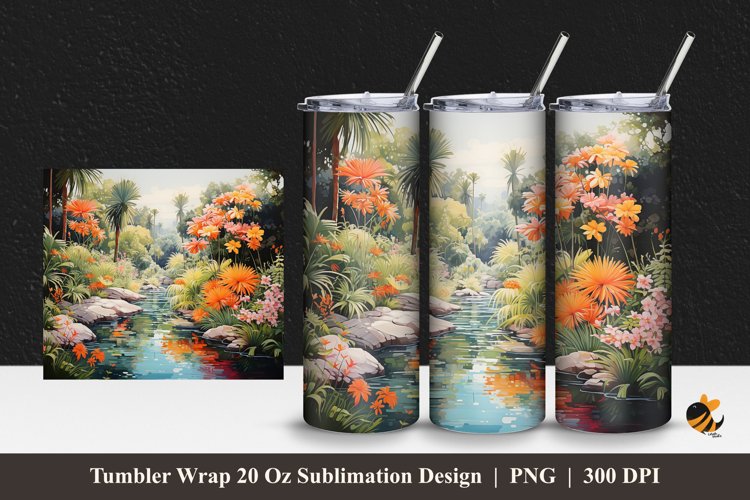 River Park Tumbler Wrap Sublimation Design 1 example image 1