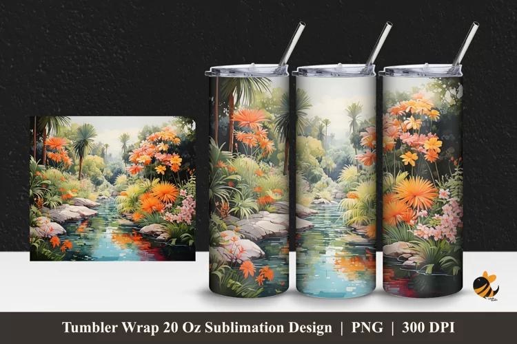 River Park Tumbler Wrap Sublimation Design 1