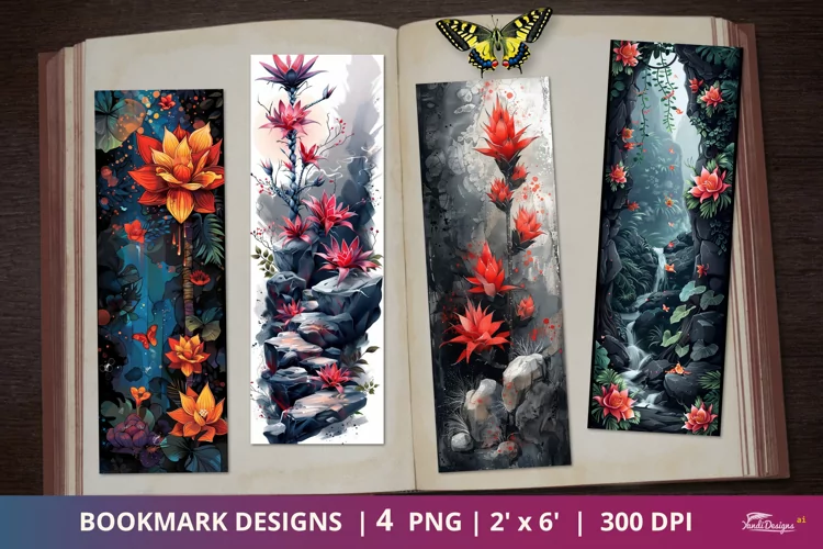 Flower Nature Scrapbook Bookmark Designs
