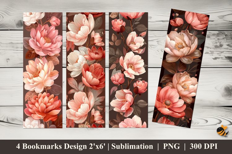Elegant Flowers Bookmarks Sublimation Design