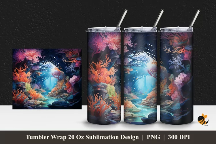 Elegant Ocean Tumbler Wrap Sublimation Design 1