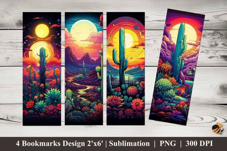 Colorful Cactusy Bookmarks Sublimation Design