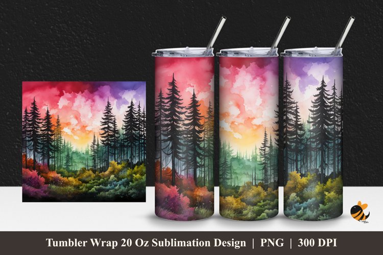 Exotic Pine Forest Tumbler Wrap Sublimation Design 1