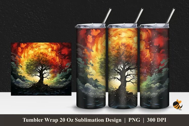 Natural Masterpiece Tumbler Wrap Sublimation Design 1