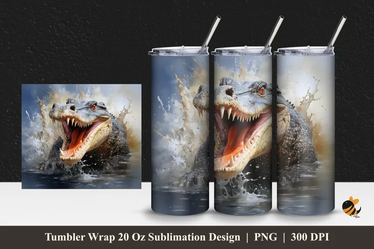 Estuarine Crocodile Tumbler Wrap Sublimation Design 1