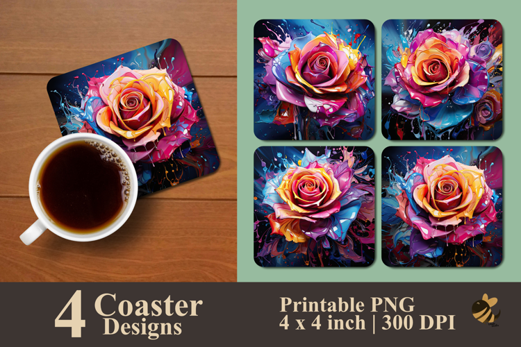 Abstract Art Rose Flow Coaster Sublimation Design