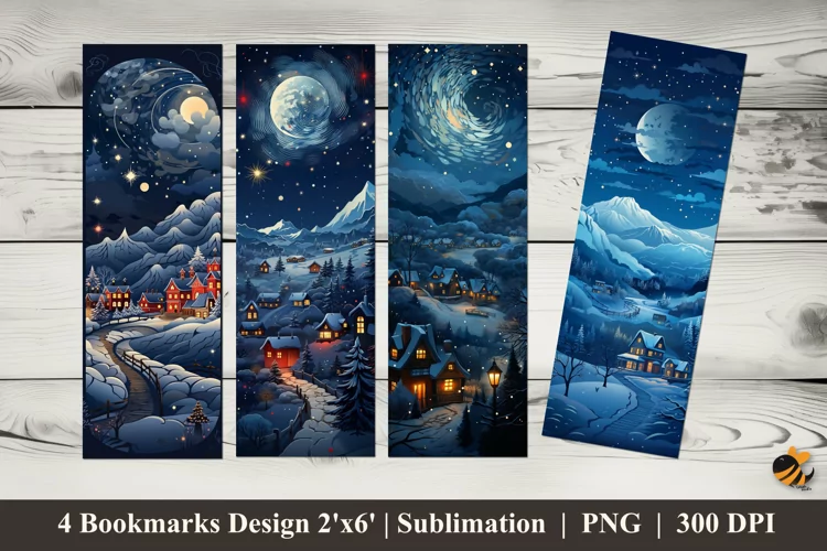 Winter New year Bookmarks Sublimation Design