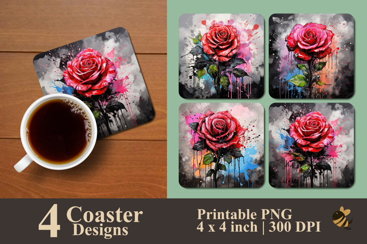 Misty Rose Coaster Sublimation Design