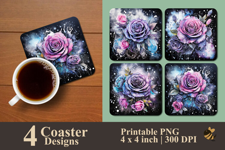 Spotted Rose Coaster Sublimation Design example image 1