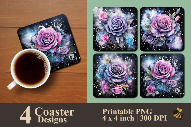 Spotted Rose Coaster Sublimation Design