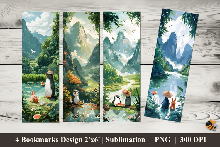 Animals Harmony Bookmarks Sublimation Design example image 1