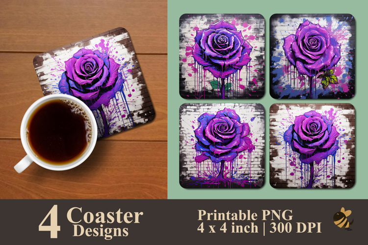 Ultra Violet Rose Coaster Sublimation Design