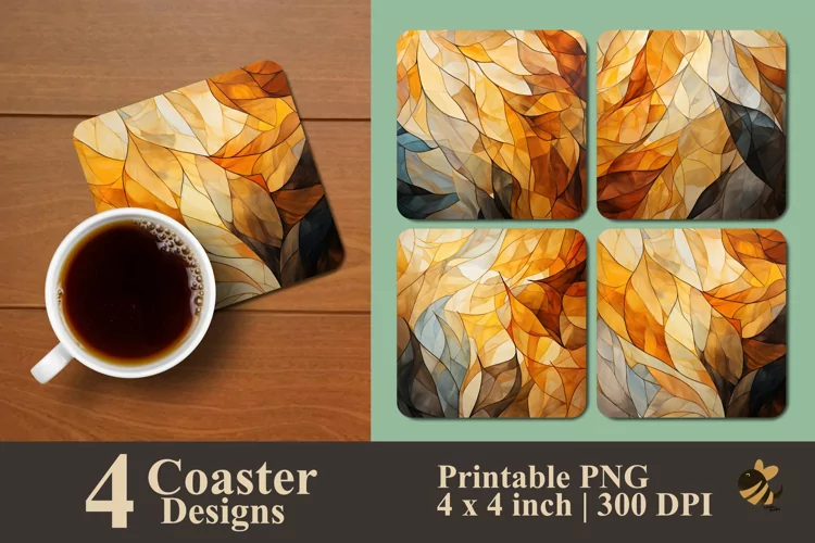 Abstract Fallen Leaf Coaster Sublimation Designs