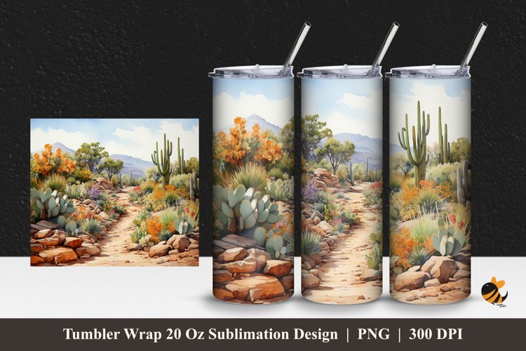 Cactusy Tumbler Wrap Sublimation Design 1 example image 1