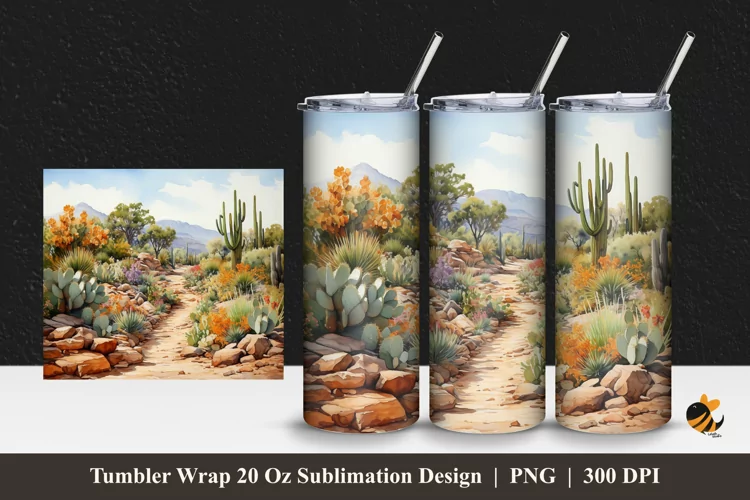 Cactusy Tumbler Wrap Sublimation Design 1