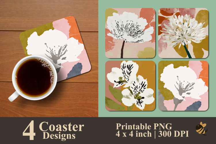 Abstract Flower Shape Coaster Sublimation Design