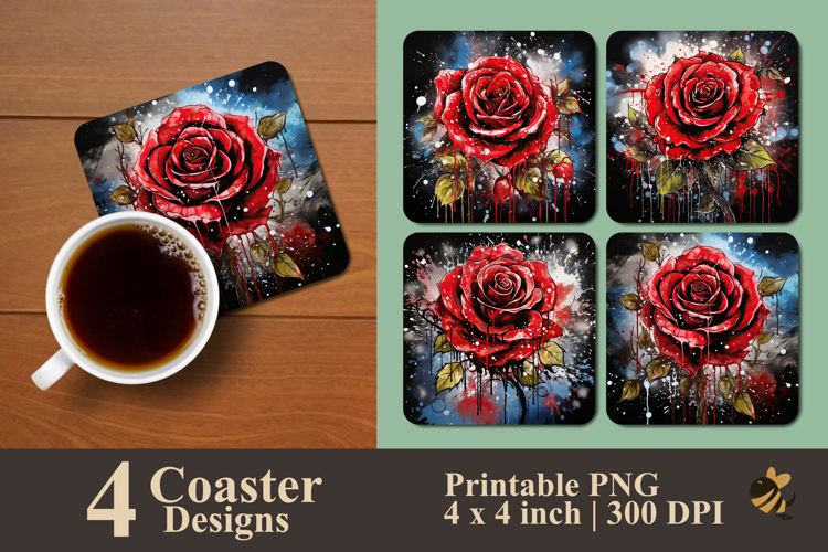 Silent Night Rose Coaster Sublimation Design