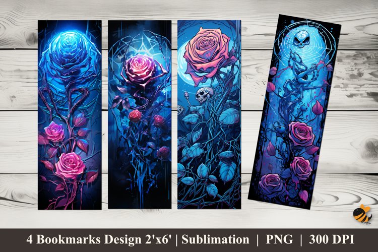 Violet Rose Bookmarks Sublimation Design example image 1