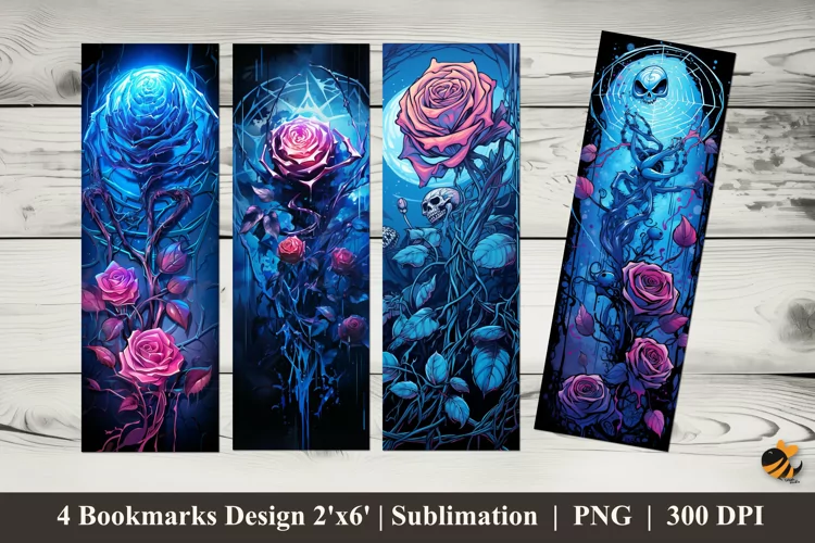 Violet Rose Bookmarks Sublimation Design