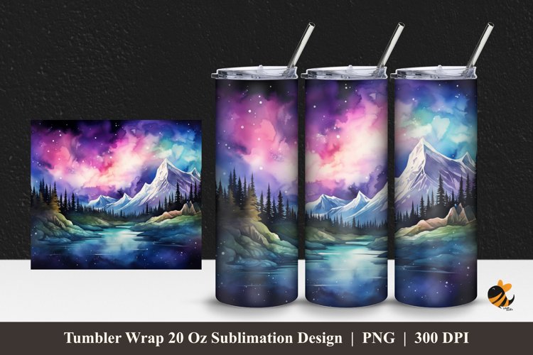 Mountain Panoramic Tumbler Wrap Sublimation Design 1 example image 1