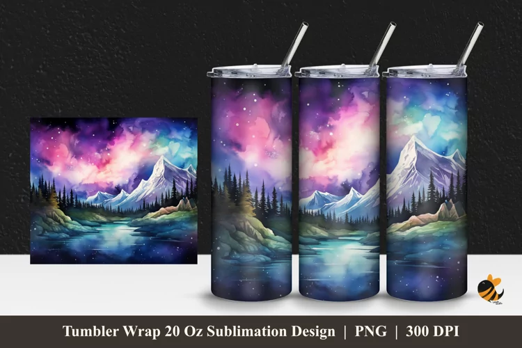 Mountain Panoramic Tumbler Wrap Sublimation Design 1