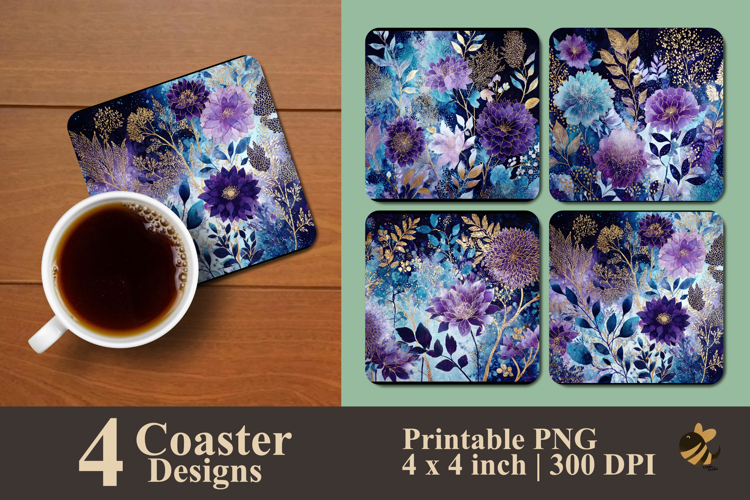 Beautiful Floral Batik Coaster Sublimation Design