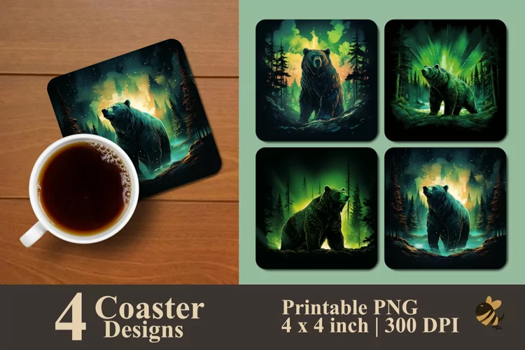 Big Bear Coaster Sublimation Designs