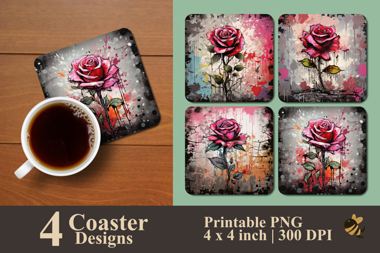 Fairy Bloom Rose Coaster Sublimation Design
