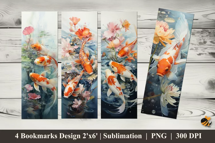 Elegant Koi Bookmarks Sublimation Design