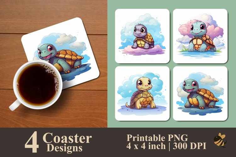 Funny Turtle Coaster Sublimation Designs