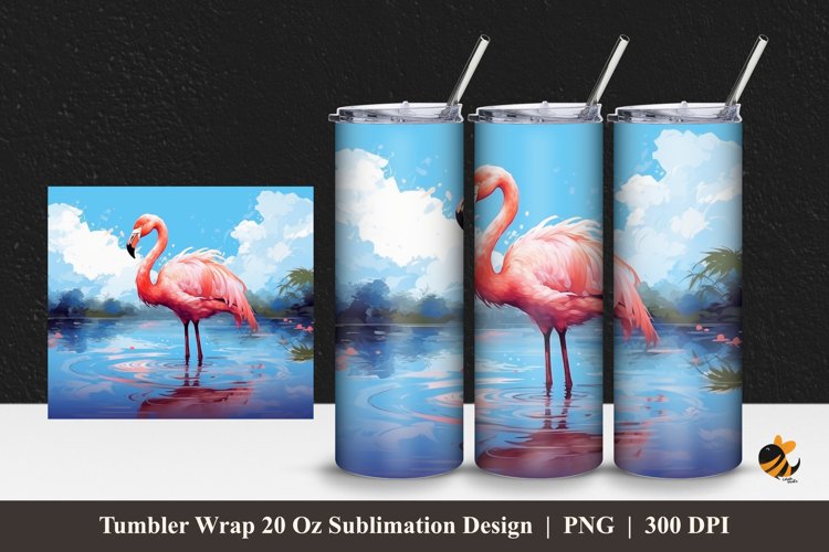 Painting Flamingo Tumbler Wrap Sublimation Design 1