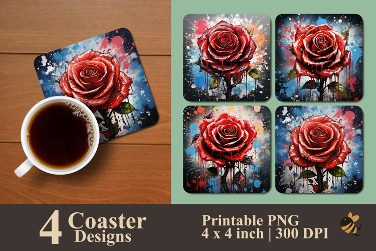 Reverie Rose Coaster Sublimation Design