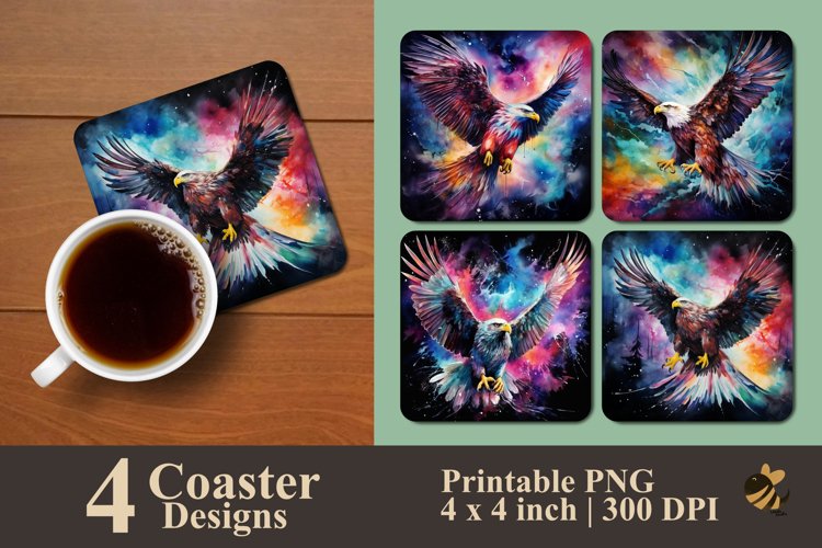 Flying Eagle With Effect Coaster Sublimation Designs example image 1