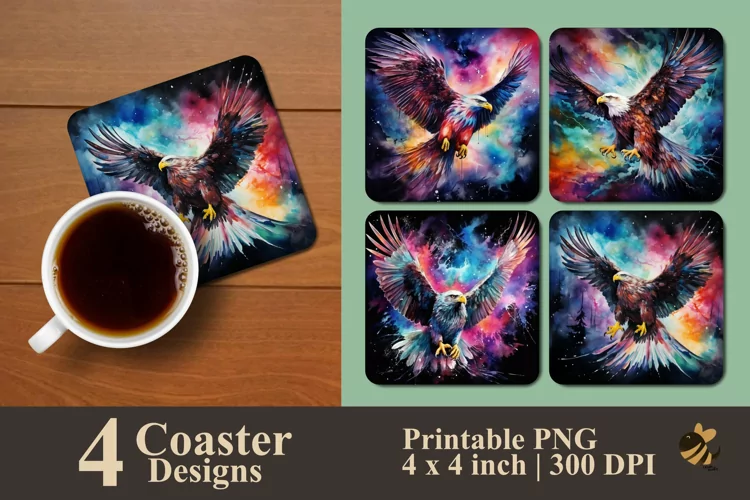 Flying Eagle With Effect Coaster Sublimation Designs