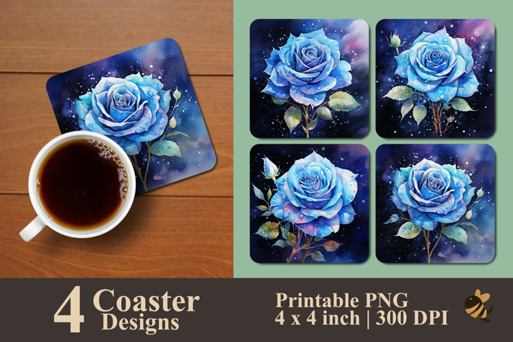 Azure Rose Coaster Sublimation Design