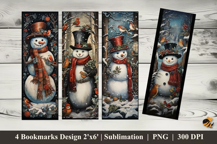 Snowman Style Bookmarks Sublimation Design